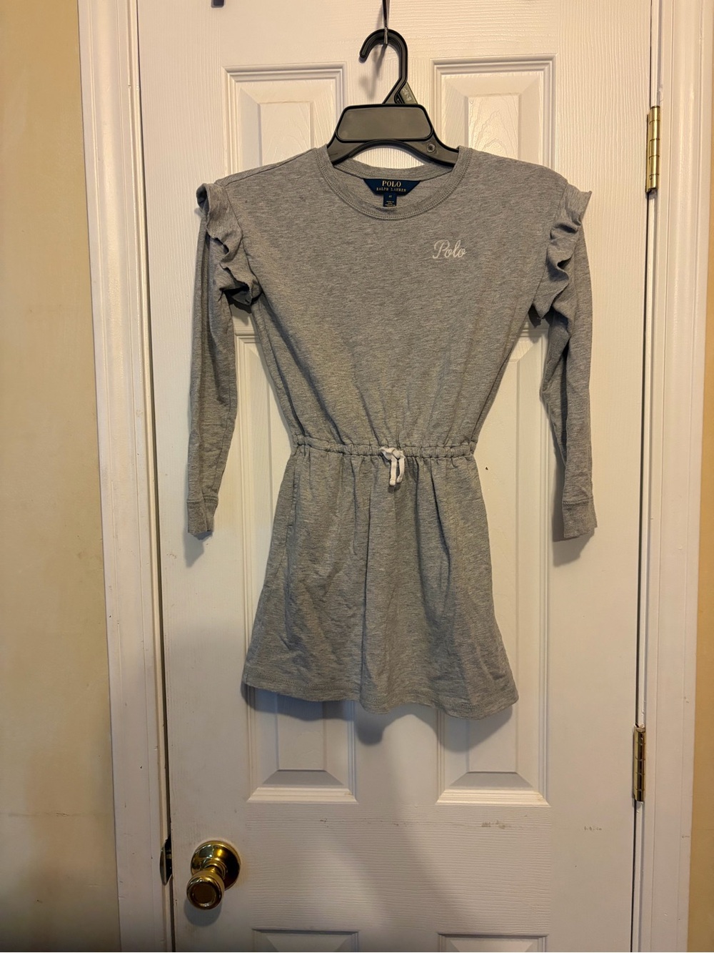 Vintage Polo by Ralph Lauren🏇Girls'👧🏻Grey Long-Sleeve Drawstring Dress👗Sz6X